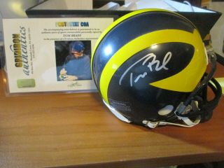 Tom Brady Signed Michigan Mini Helmet Gridiron Authentics G63796 Proof