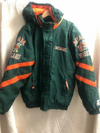 Miami Hurricanes Vintage Mens Size Xl Full Zip Starter Jacket 100 Nylon