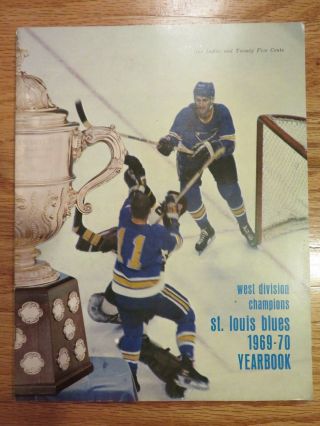 1969 - 70 St Louis Blues Yearbook W/ Clarence Trophy Bowman Hall Jacques Plante