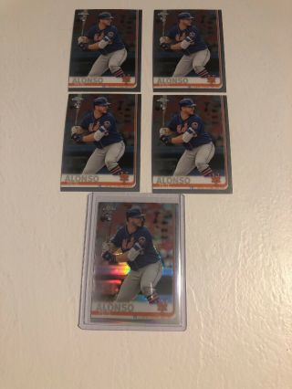 2019 Topps Chrome Pete Alonso Rookie Base (4) And 1 Base Refractor York Mets
