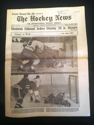 The Hockey News,  Oct 25,  1952,  Vol 6 No 4,  20 P,  12 X 16,  Worlsey,  Lach On Cover