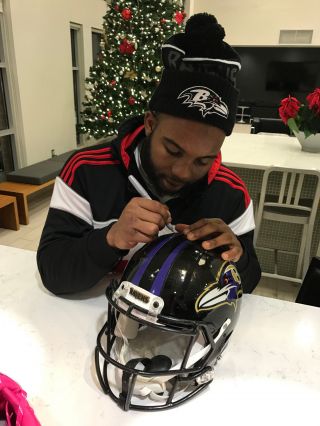 2016 Baltimore Ravens Game Worn Kenneth Dixon Helmet Louisiana Tech