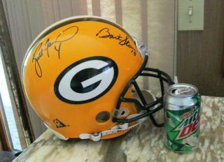 Bart Starr Brett Favre Certified Auto Signed Green Bay Packers F/s Helmet