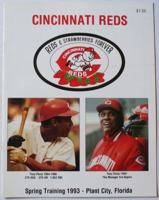 1993 Cincinnati Reds Vs St.  Louis Cardinals Spring Training Program Perez Cover