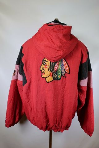 B5915 Vtg Starter Chicago Blackhawks Nhl Hockey Pullover Jacket Size Xl