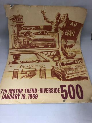 1969 Motor Trend Riverside Stock Car Road Race Poster 22x17