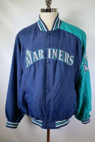 B5888 Vtg Starter Seattle Mariners Mlb Baseball Snap Jacket Size Xl