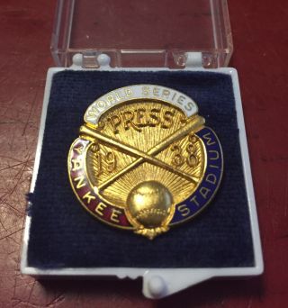 1938 York Yankees World Series Press Pin Near