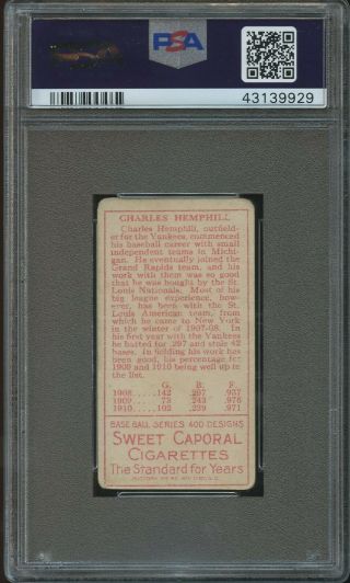 1911 T205 GOLD BORDER CHARLIE HEMPHILL PSA 2 GOOD - SWEET CAP BACK NY YANKEES 2