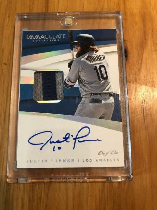 Justin Turner 2018 Panini Immaculate Game 2 Color Patch Auto Autograph 1/1