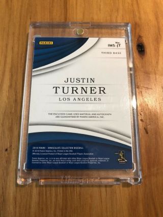 JUSTIN TURNER 2018 PANINI IMMACULATE GAME 2 Color PATCH AUTO AUTOGRAPH 1/1 2