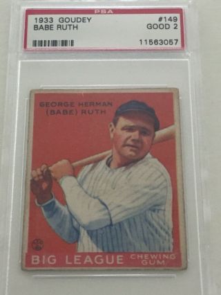 1933 Goudey Babe Ruth 149 PSA 2 2