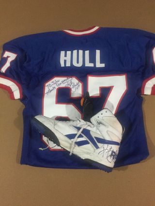 Kent Hull Game Worn Jersey And Cleats Autographed Buffalo Bills