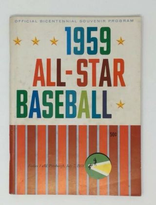 Rare Vintage 1959 All Star Major League Baseball Game Program Unscored