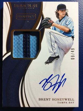 Brent Honeywell 2019 Panini Immaculate On Card Prospect Patch Auto 09/49