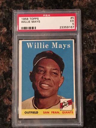 1958 Topps Willie Mays San Francisco Giants 5 Baseball Card Psa 5