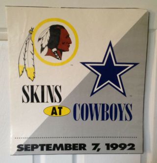 Monday Night Football Poster Redskins Vs.  Cowboys September 7,  1992 (9/7/92) Nfl