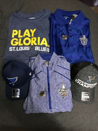 St.  Louis Blues Stanley Cup Champions Shirt / Golf Polo / Quarter Zip / 2 Hats