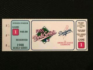 1988 World Series Ticket Stub Game 1 A 