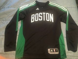 Adidas Nba Boston Celtics Basketball On - Court Warm Up Shirt Size Large Euc L/s
