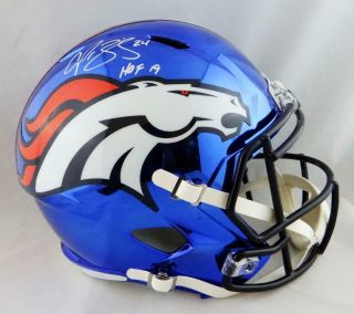 Champ Bailey Signed Denver Broncos F/s Speed Chrome Helmet W/ Hof - Jsa W Auth