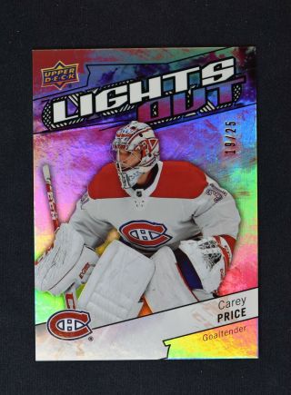 2018 - 19 18 - 19 Ud Upper Deck Overtime Wave 3 Lights Out Red Lo - 12 Carey Price /25