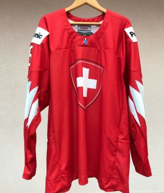 Switzerland Swiss Olympics Ice Hockey Iihf Tackla Shirt Jersey Maglia Red Rare