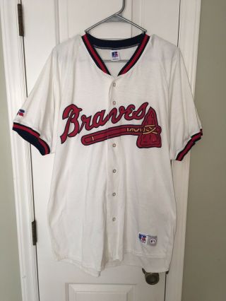 Vintage Russell Athletic Atlanta Braves Baseball Jersey Shirt Adult Xl - Usa