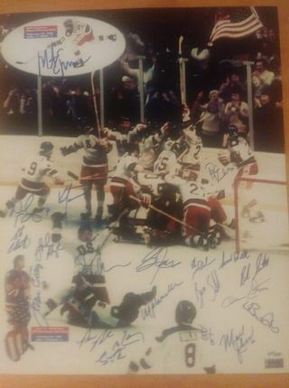1980 Olympic Hockey Team Signed 21 Signatures Including Herb Brooks
