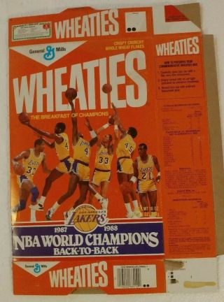 Wheaties La Lakers 1987 - 1988 Nba World Champions Back - To - Back Cereal