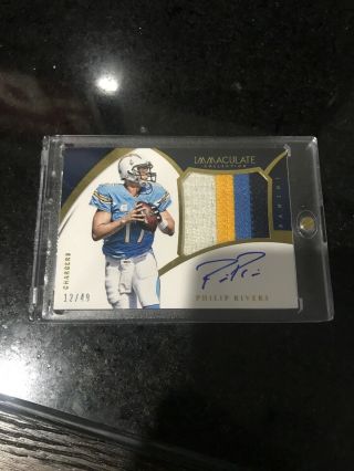 Phillip Rivers 2015 Immaculate On Card Auto 4cl Jersey Patch 12/49 Chargers