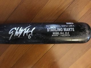 Starling Marte Game Bat Pittsburgh Pirates Autograph Signed