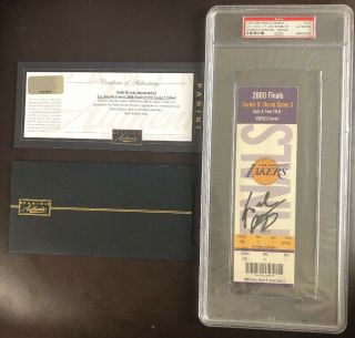 Kobe Bryant Signed Ticket Lakers 2000 Nba Finals Clincher Gm6 Panini Psa/dna