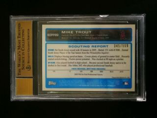 2009 Bowman Chrome Refractor Mike Trout Angels RC Rookie AUTO /500 BGS 9.  5 2