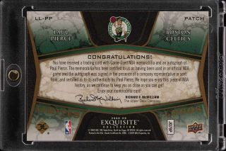 2008 Exquisite Limited Logos Paul Pierce AUTO 5 - CLR ALL - STAR PATCH /25 (PWCC) 2