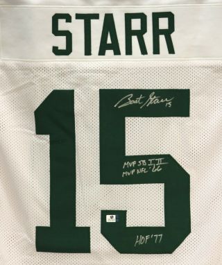 Bart Starr Green Bay Packers Autographed White Jersey