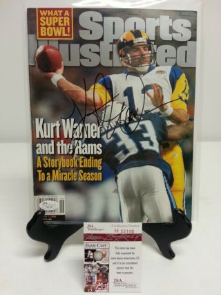 Kurt Warner Signed St.  Louis Rams Si Sports Illustrated 2 - 7 - 2000 Nl Jsa H55100