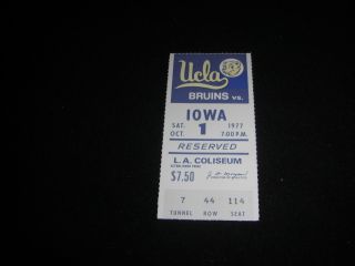 Oct 1 1977 Iowa Hawkeyes At Ucla Football Ticket Stub