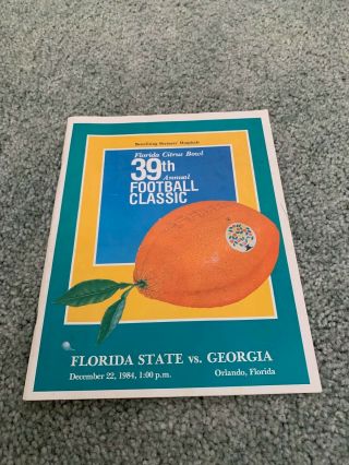1984 Citrus Bowl Football Program Florida State Seminoles V Georgia Bulldogs