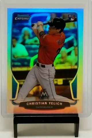 Christian Yelich 2013 Bowman Chrome Draft Rc Rookie Sp Refractor 40 Brewers