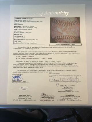 Lou Gehrig,  Joe Dimaggio,  1936 Ny Yankees Signed Auto Autograph Baseball Jsa Dna