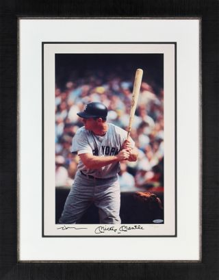 Yankees Mickey Mantle & Neil Leifer Signed 16x20 Framed Photo Le 274/500 Uda