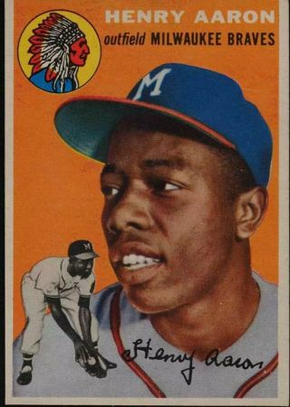 1954 Topps Hank Aaron Milwaukee Braves 128 Baseball Card.  -