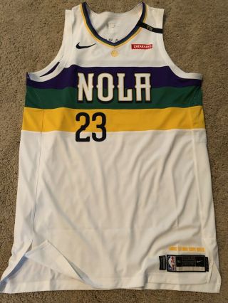 2018 - 19 Anthony Davis Game Worn Issued Orleans Pelicans Mardi Gras Jersey