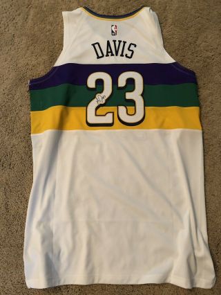 2018 - 19 Anthony Davis Game Worn Issued Orleans Pelicans MARDI GRAS JERSEY 2