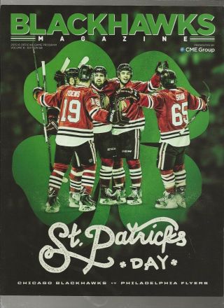 2015 - 16 Chicago Blackhawks Hockey Program St.  Patricks Day Game Vs Flyers