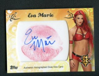 2016 Topps Wwe Nxt Wrestling Diva Eva Marie Signed Auto Kiss Card 19/25