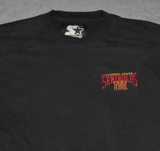 vtg 90s STARTER Florida State Seminoles FSU Sewn Sweatshirt Men ' s LARGE L Black 3