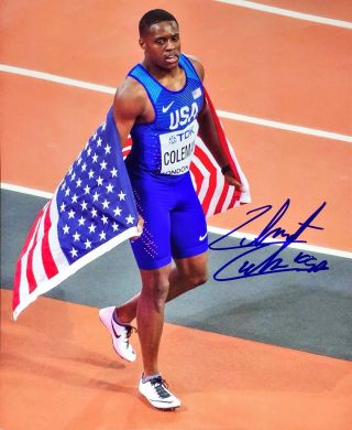 Christian Coleman Signed Autographed 8x10 Photo Usa Track Fastest Man In World