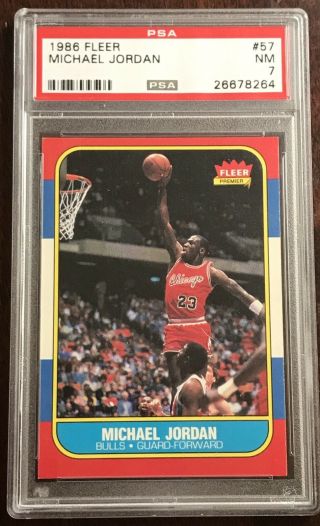 Michael Jordan 1986 Fleer Rc Rookie Card Psa 7 Goat 